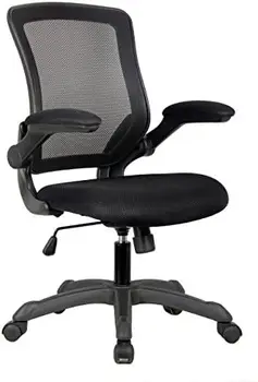 Рабочее офисное кресло с откидными подлокотниками. Цвет черный, средняя спинка