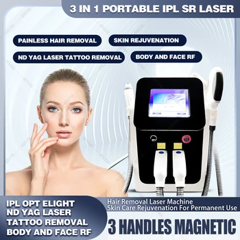 3 в 1 лазерной машине для удаления татуировок OPT + Laser + RF для удаления волос для всех цветов кожи Постоянное оборудование для удаления волос