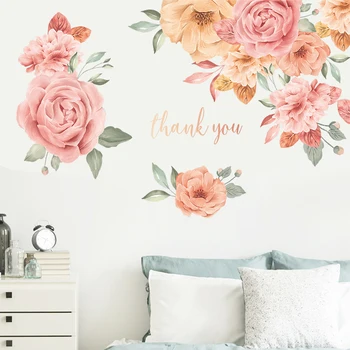 Большие Красочные цветы, наклейки на стену для спальни, украшения гостиной, Романтические цветы, виниловые наклейки на стены своими руками для домашнего декора