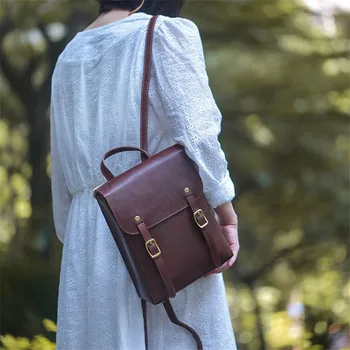 Повседневный винтажный роскошный органайзер из натуральной кожи, женский рюкзак для путешествий на открытом воздухе, сумка для книг из натуральной воловьей кожи, дизайнерский рюкзак для выходных