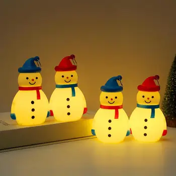 Подвесной ночник в виде снеговика, праздничные светодиодные ночники в виде снеговика на батарейках для рождественского домашнего декора, добавляющие жизнерадостности благодаря подвешиванию