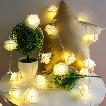 1.5/3/6/ 10 М Светодиодный Светильник для Вечеринки LED Rose Flower String Lightss USB/Батарея Сказочные Огни Свадебные Украшения Рождественские Огни На Открытом Воздухе