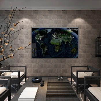 Глобус Земля Ночная Карта мира Без Национального Флага 59x42 см Холст Спрей Современный Плакат Абстрактного Искусства Декор Комнаты Учебные Принадлежности