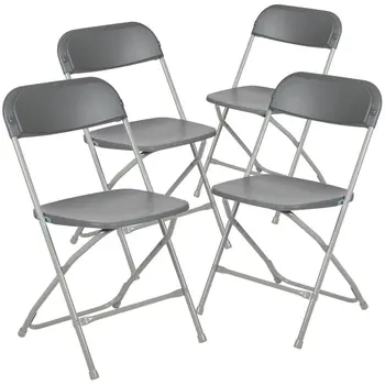Пластиковый складной стул серии Hercules ™ - серый - грузоподъемность 4 650 фунтов, удобное кресло для мероприятий -Легкий складной стул