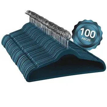 Нескользящие бархатные вешалки для одежды Elama, 100 шт., синие