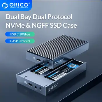 ORICO LSDT Dual Bay Двойной протокол M2 SSD Чехол Поддержка M.2 NVME NGFF SATA SSD Диск Для M Key & B + M Key SSD с адаптером Питания 5V4A
