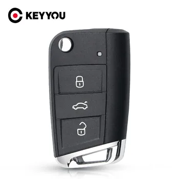 KEYYOU Автомобильный Стайлинг Флип Складной Брелок В Виде Ракушки Для VW Volkswagen Golf 7 GTI MK7 Skoda Octavia A7 Seat Remote Auto Keyless Case