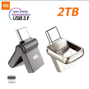 Флэш-накопитель XIAOMI USB3.1 2-в-1 Type-C, флеш-накопитель 2 ТБ, Высокоскоростной Металлический Usb-накопитель 1 ТБ, U-диск для хранения данных в памяти