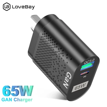 Lovebay 65 Вт Gan Зарядное Устройство для Австралии и Новой Зеландии AU Plug PD Быстрое Зарядное устройство QC 3,0 USB Адаптер для iPhone 14 13Pro Max Samsung S22