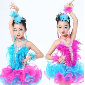 Детский костюм для джазовых танцев для девочек, современное Бальное платье для латиноамериканских Танцев с блестками, детское платье-пачка для танцев, одежда для девочек