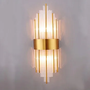 Постмодернистский настенный светильник Скандинавский минималистичный прикроватный лестничный настенный инженерный дизайнерский хрустальный светильник роскошный металлический настенный светильник для спальни