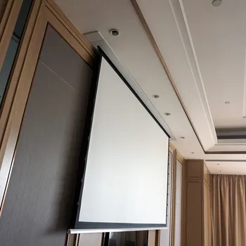 KTSHBCA 4K Тканый Акустически прозрачный Тканевый Проекционный экран с максимальным звуком 8K В потолке С моторизованным натяжением на язычках