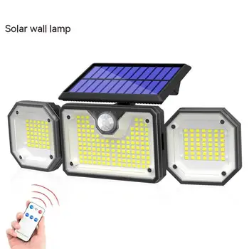 Настенный светильник на солнечной батарее с 3 головками, 3 режима, Наружные Водонепроницаемые Индукционные садовые светильники для человеческого тела с солнечной панелью