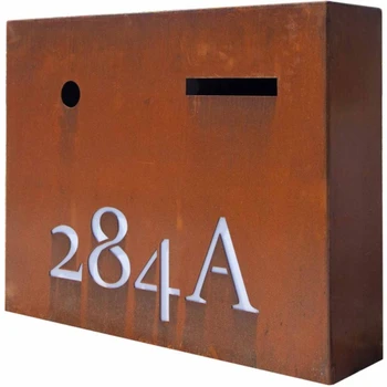 Почтовый ящик из Ржавой Кортеновой стали в современном стиле для дома