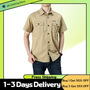 Летняя Рубашка с коротким рукавом 2023, Мужская одежда, Винтажные Рубашки, Повседневная мужская социальная рубашка, Уличная Рабочая одежда, Гавайская рубашка с воротником