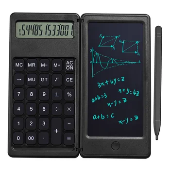 6-дюймовый ЖК-планшет для письма, цифровой блокнот для рисования, Складной калькулятор, 12-значный дисплей со стилусом, кнопка стирания, функция блокировки