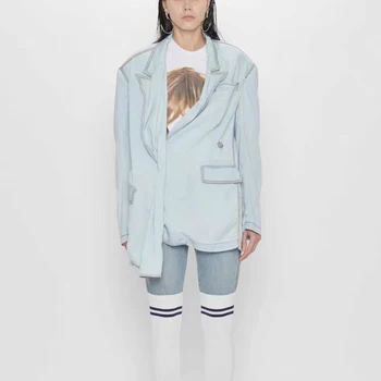 Пиджак для костюма неправильной формы с тонким разрезом, новинка 2023 года, y2k, удобная и дышащая свободная куртка с косыми складками на лацканах, повседневные женские куртки