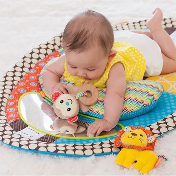 Переносная детская кровать от 0 до 2 лет, Красочное игровое Одеяло С зеркалом, Подушка, игрушка, Мягкая Удобная Детская кровать, Детская кроватка-гнездышко