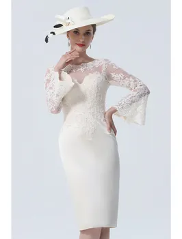 Платье Матери невесты цвета шампанского, Винтажное, с драгоценными камнями, Короткое, Кружевное, Атласное, Длинное, для гостей, Vestidos Elegantes Para Mujer 2023