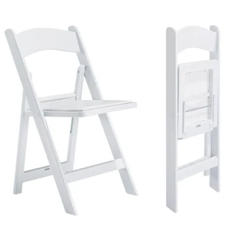 Открытый Мягкий Белый Цвет Для Свадебного Банкета, Складные Складные Стулья из пластиковой смолы, обеденный стул