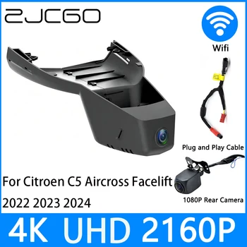 ZJCGO Dash Cam 4K UHD 2160P Автомобильный Видеорегистратор DVR Ночного Видения для Парковки Citroen C5 Aircross Facelift 2022 2023 2024