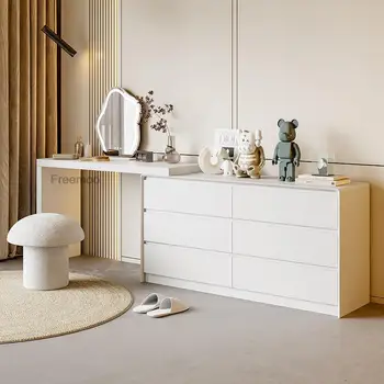 Современный простой стол-ведро, туалетный шкаф, встроенный стол для спальни из массива дерева, шкафы для макияжа, белая мебель для шкафов для хранения