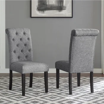 Обеденный стул Roundhill Furniture Leviton, комплект из 2-х, Мебель для столовой серого цвета