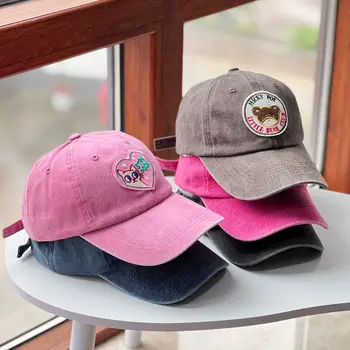 Новые модные бейсболки в стиле ретро с нашивками для милых девочек, розовая шляпа с козырьком и вышивкой, Прямая поставка