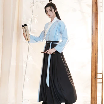 Традиционная китайская одежда, мужской костюм Ханфу, Пара Древних Оригинальных Фехтовальщиков, Мужское Кимоно с Вышивкой, Растягивающийся костюм Тан
